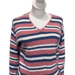 Cherokee  Pullover Sweater Womens Pink Blue Striped Ribbed Long Sleeve Size XL Photo 5