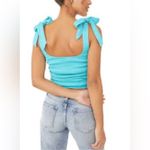 Free People Aqua Boulevard Bow Tie Strap Ruched Tank Top Size Small EUC Photo 1
