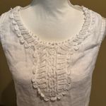 Lungo L'Arno White Large‎ Blouse 100% Linen Blouse Tank Lace Side Split Italy Photo 2