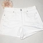 American Eagle  White High Rise Mom Jean Shorts Denim Short Distressed 16 NWT Photo 3
