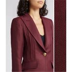 SMYTHE pintuck linen blend blazer in plum NWT Size 2 Photo 3