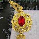 Gold Luxury Statement Bracelet Red Stone New Photo 6