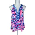 Lilly Pulitzer Achelle Top Colony Coral Shell Out Blue Pink Sleeveless Small Photo 1