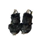 Coach Heels Black Fur Slingback Peep Toe Buckle Strap Stiletto Size 9B Photo 2