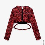 ZARA Red Cheetah Animal Print Cut Out Top NWOT Photo 2