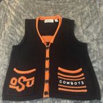 VTG BellePointe OSU Cowboys Sweater Vest Large Black Orange Knit Ramie Cotton Photo 5