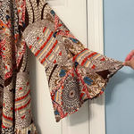 Umgee  Boho Bell Sleeve Ruffle Mini‎ Shift Dress Size Medium Hippie Loose Flowy Photo 8