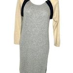 Club Monaco Knit Sweater Color Block Dress Grey Cream Navy Size Medium Zipper Photo 0