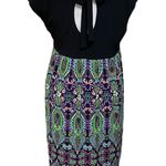 London Times Multicolor Cap Sleeve Above the Knee Dress Keyhole Back Size 10 Photo 3