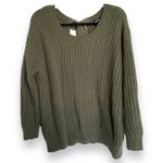 Torrid Womens Sweater Sz 0 L 12 Olive Green Cable Tie Back Thick Bow Photo 5
