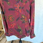 Nancy Crystal Women's Floral Silk Blouse Size 6 Burgundy V Photo 4