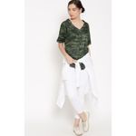 Forever 21 2/15 Women's Camo Baseball Jersey Green Short Sleeve Size Large Photo 1