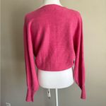 Lulus Pink V-Neck Boxy Cropped Oversized Sweater Womens M Lightweight Barbiecore Photo 3