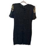 Sequin Dress Black/Gold Silk Beads Small V Photo 1