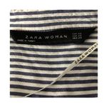ZARA Woman Blue White Stripe Button-Down Blouse XS Hi-Low Roll-Up Sleeves Photo 5