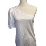 Boston Proper  White Cotton/Modal Shirt Womens Casual‎ Top One Shoulder Size M Photo 0