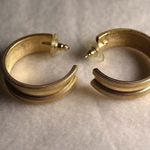 Vintage Chunky Statement Textured Gold Tone Hoop Stud/Post Earrings 1960's Photo 1