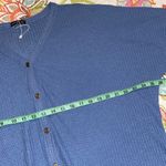 MIHOLL XXL short sleeve blue waffle knit v neck button down tie front loose knot Photo 6
