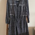 Rebecca Taylor 100% silk black & white print waist cinch long sleeve dress Photo 0