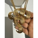 Vtg Gold Tone Statement Swirl Pendent Necklace Youghlani Youghlr ? 25" Photo 4