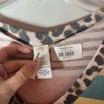 Now N Forever NEW Cheetah Multicolor Stripe Casual Western Preppy Top Size 3XL Brown Photo 2