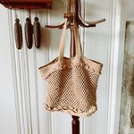 Handmade Crochet Knit Boho Handbag Purse Tan Photo 4