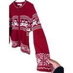Croft & Barrow Red Snowman Fair Isle Knit Zipper Front Cardigan Sweater XL Photo 3