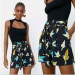 ZARA Bird Print Paperbag Shorts Multicolor XS Photo 1