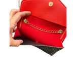 Red & Black Glitter Reindeer Crossbody Purse With Gold Chain Strap 7"x5" Photo 6