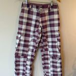 Burton  Stow Cargo Pant Womens 28W Purple White Plaid Snowboard Waterproof Pants Photo 0
