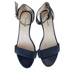 White Mt Emerie Heels Womens 8 Black Faux Leather Strappy Open Toe Sandals Shoes Photo 9