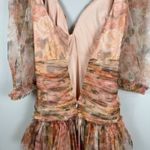 Rosevelvet Tulle‎ Pleated Ruched Mini Dress Small Multi Ruffle Fairycore Party Orange Photo 7