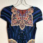Just Cavalli  Geometric Mini Dress Womens Size Medium Blue Black Motif Photo 12
