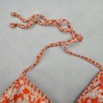 Endless Sun Orange Floral Triangle Tie Beach Bikini Bralette Swim Top S Small Photo 3