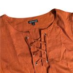 Who What Wear Burnt Orange Puffy Sleeves Oversized Dress with Pockets Photo 2