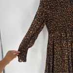 Whistles Classic Leopard Shirred Dress Long Sleeve Mini Mock Fit & Flare Size 6 Brown Size M Photo 6