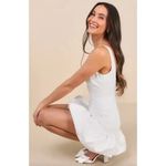 Lulus Superb Aura White Ruffled Drop Waist Mini Dress Size M Size M Photo 4