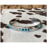 Turquoise Jewelry Set Western Necklace & Bracelet Silver Tone Adjustable New Photo 3