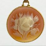 Vintage Unsigned Flower Cameo Brooch Pin Photo 10