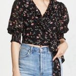 Ganni 38 US M Printed Georgette Floral Wrap ruffle Blouse feminine Photo 0