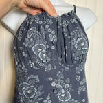 Madewell tie back button front midi dress blue floral sleeveless size 0 J32 Photo 9