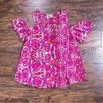 Show Me Your Mumu SMYM • Hazel Ruffle Top pink floral cold shoulder chiffon Pomegranate Punch Photo 1