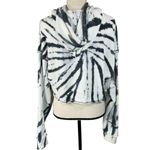 Aeropostale  JRS Medium Cropped Sweatshirt Hoodie Tie-Dye Long Dolman Sleeve Gray Photo 5