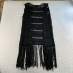 Rock & Roll Cowgirl  L Large Crochet Vest Black Fringe Long Rodeo Whimsigoth Photo 9