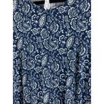 Leo & Nicole Womens Long Sleeve Top Paisley Print Blue Cream Size L Photo 1