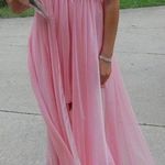 pink high low prom dress with jewels Size 6 Photo 0