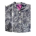 Joan Rivers  Animal Print Button Jacket Size 1X Gray Purple Lined Statement Photo 7