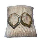 Gold Tone Open Heart pierced earrings lever back 1" Photo 0