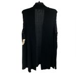 Coldwater Creek  Women’s Plus 1XL 16/18 Black Textured Open Knit Sleeveless Vest Photo 2