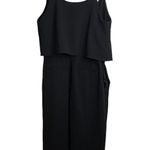 Theory  Odila Black Plunging Crepe Jumpsuit Photo 3